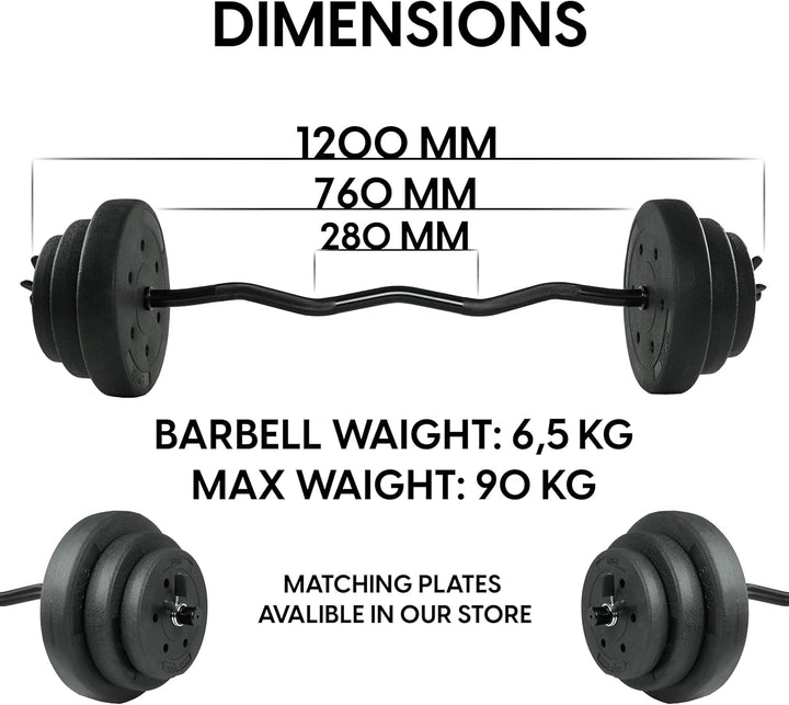 wuuhoo® Langhantelstange John - 200cm / 180 cm / 160 cm / 150 cm / 120 cm, 30mm, Stahl verchromte Ha