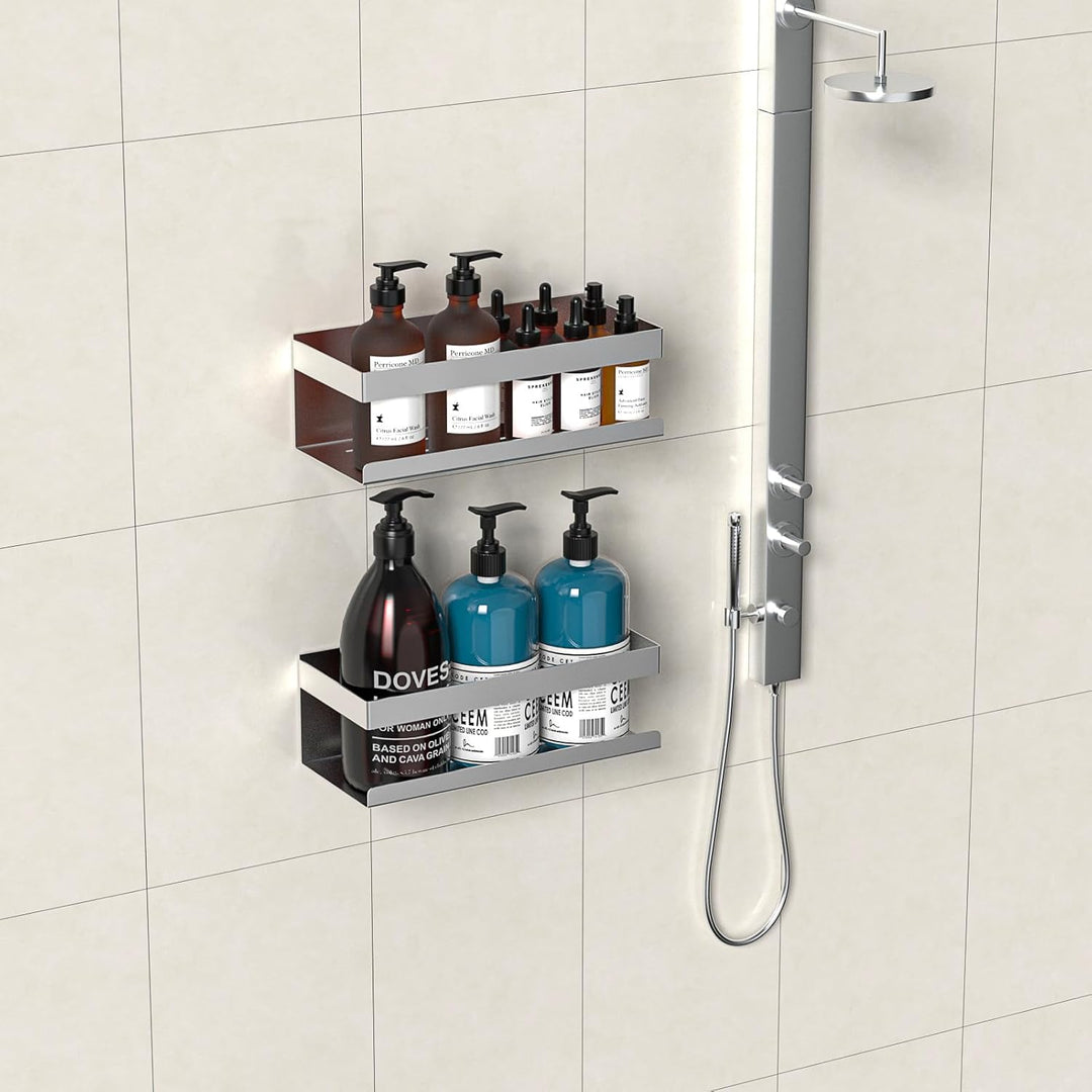 UUlioyer Duschablage ohne Bohren, Duschregal aus Edelstahl SUS304, 2 Stück Badezimmer Regal Organize