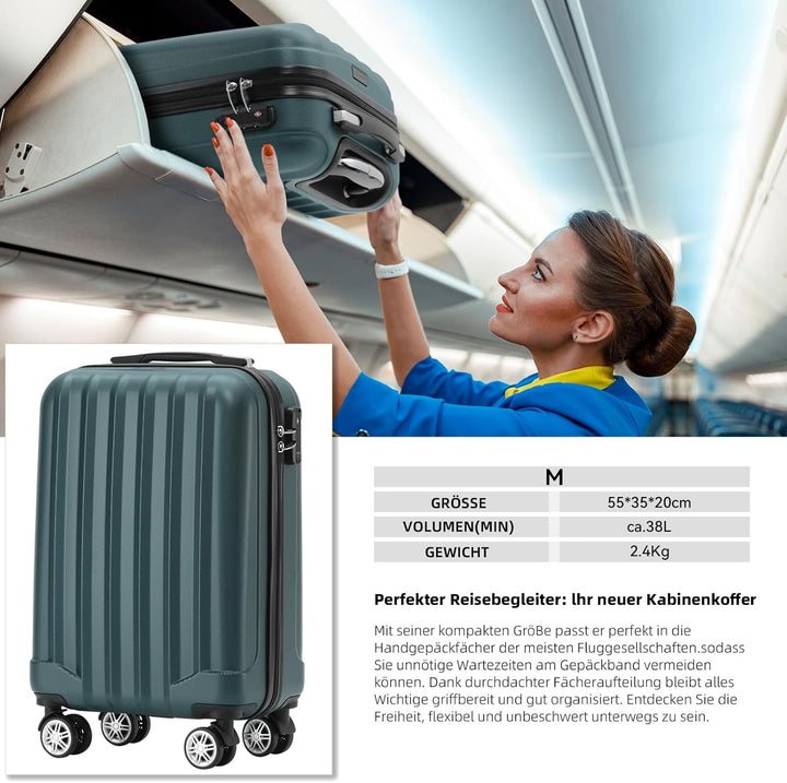 BEIBYE TSA-Schloss 2080 Hangepäck Zwillingsrollen Reisekoffer Koffer Trolley Hartschale Handgepäck M