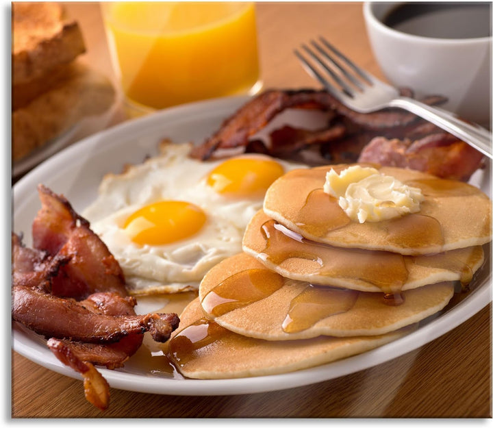 Frühstück Herdabdeckplatte & Spritzschutz aus Echtglas | Für Herd-Kochfelder | 60x52 cm