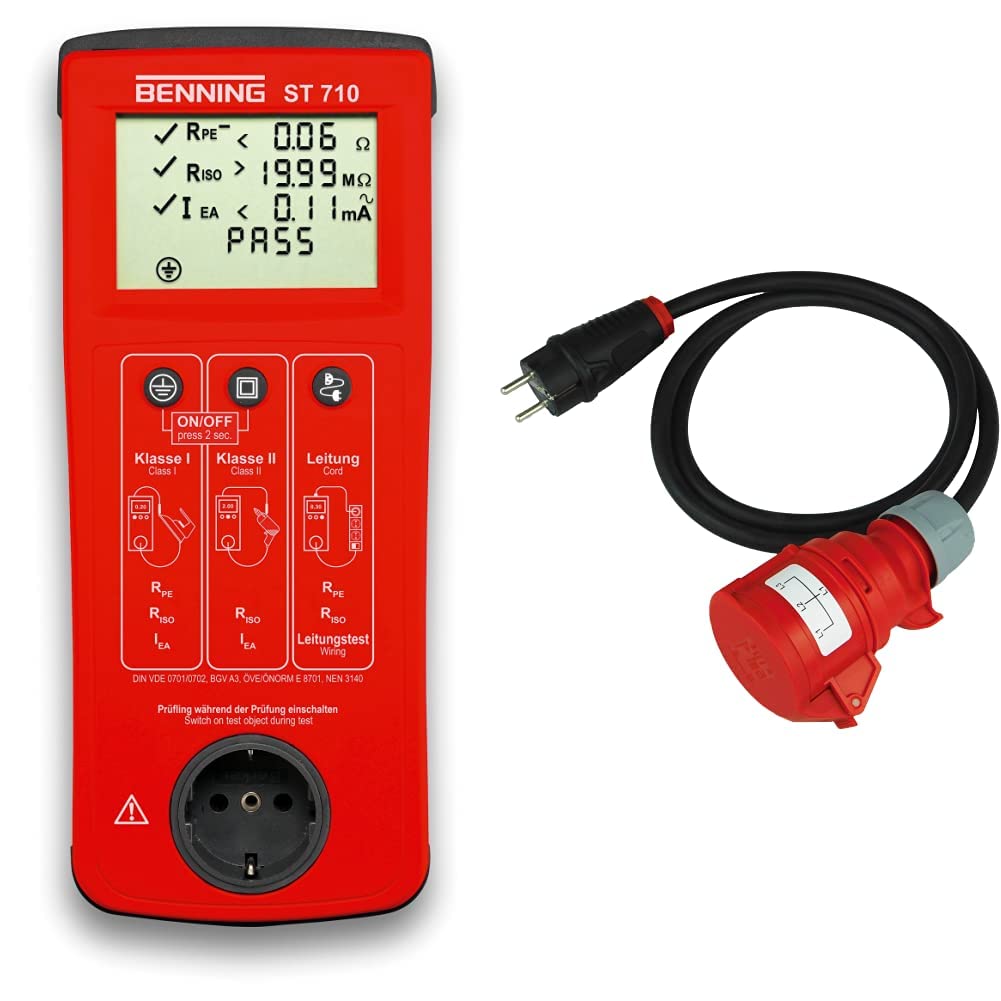 Benning 050308 ST 710 Kontrollinstrument, rot & NW Powersolutions NW10043 Messadapter Prüfadapter Sc