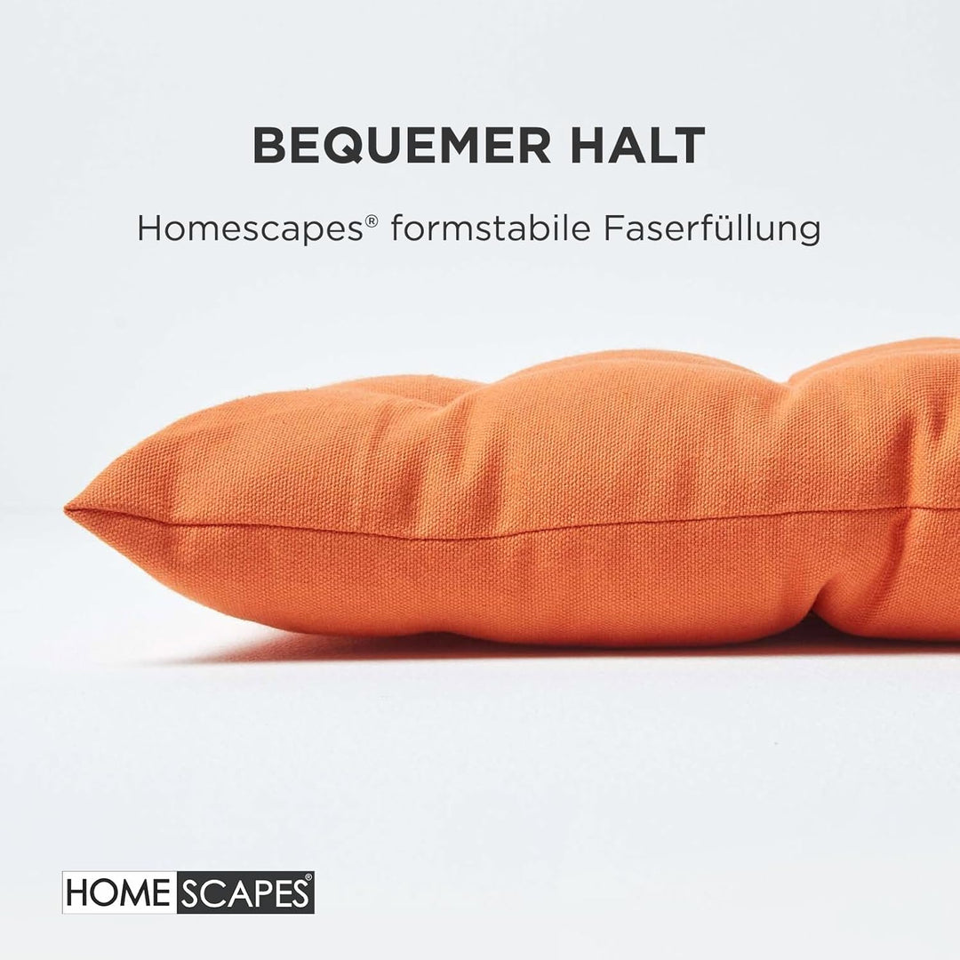 Homescapes 3-Sitzer Bankauflage, orange, Sitzkissen für Bänke und Gartenbänke mit Bezug aus 100% Bau