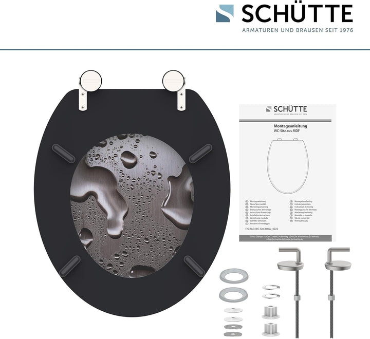 SCHÜTTE 80023 Sitz Holzkern GREY STEEL, Toilettensitz ist passend für alle handelsüblichen WC-Becken