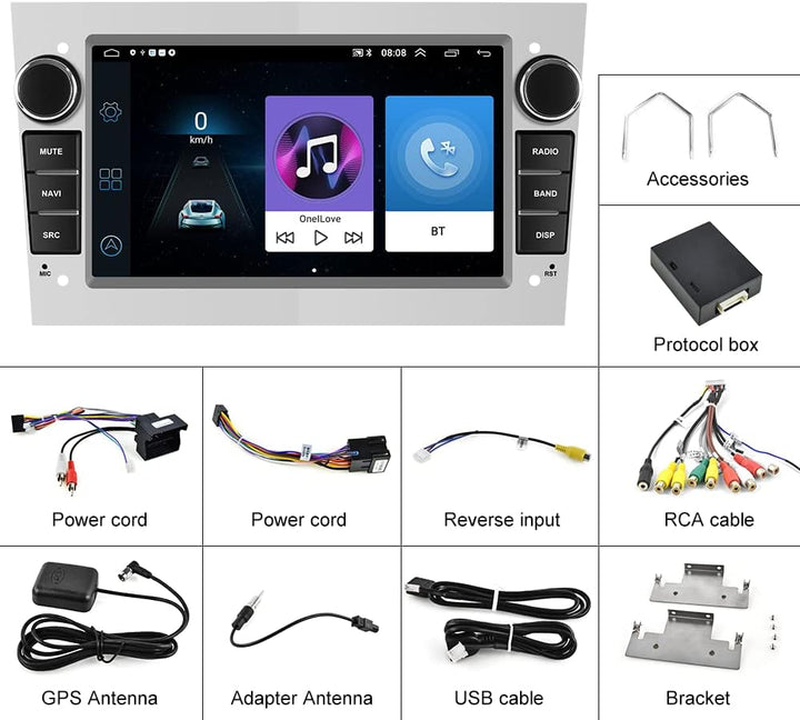 CAMECHO Android 10 2-DIN Autoradio mit Navi für Opel Corsa d/Astra h/Zafira b/Meriva/Vivaro Radio,7