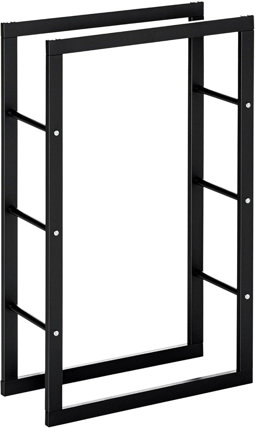 HOMCOM Kaminholzständer Kaminholzablage Feuerholzregal Kaminholzhalter 100kg Stahl Schwarz L60 x B25