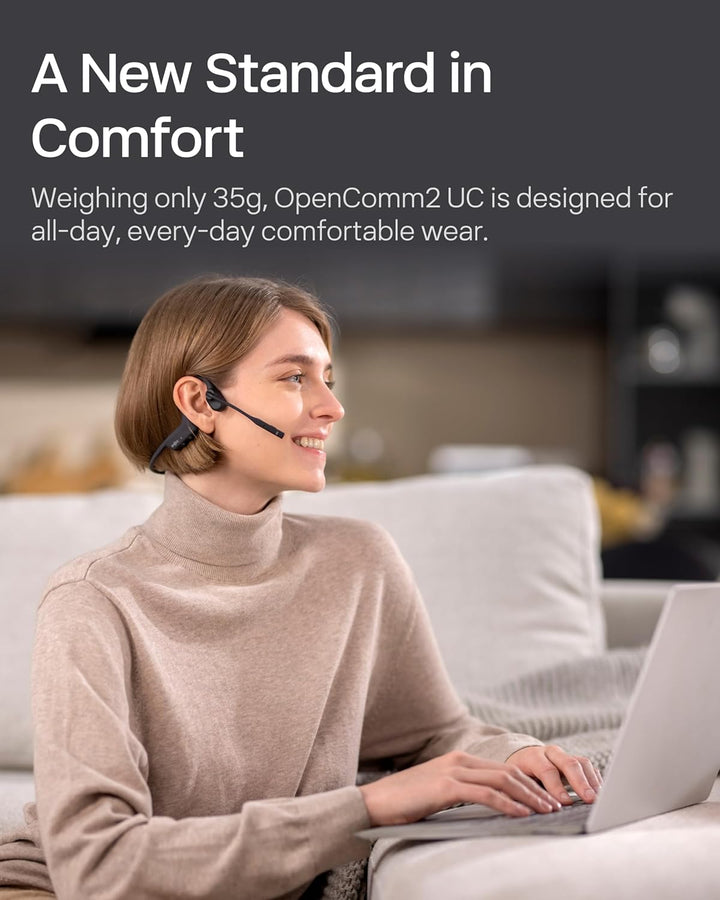 SHOKZ OpenComm2 UC 2025 Upgrade USB-C kabelloses Knochenschall PC Headset, Bluetooth Open-Ear Kopfhö