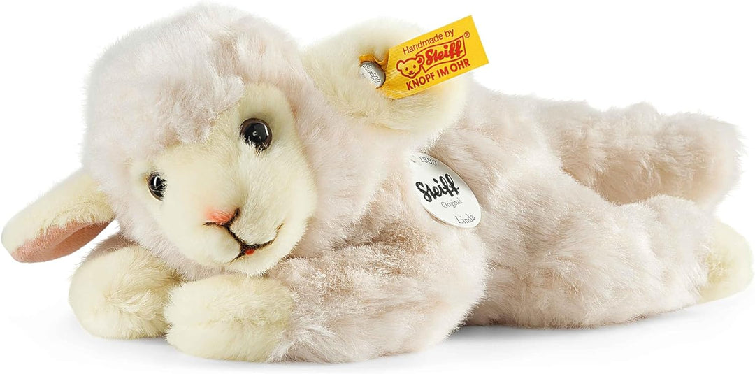 Steiff Linda Lamm - 22 cm - Plüschschaf liegend - Kuscheltier für Kinder - weich & waschbar - weiss
