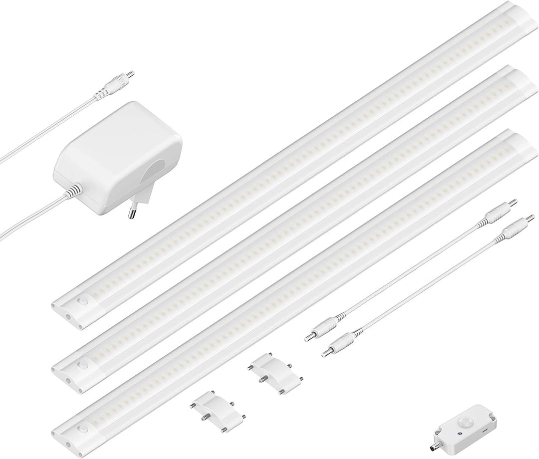 ledscom.de LED Unterbau-Leuchte SIRIS weiss matt mit Bewegungsmelder, flach, je 50cm, je 655lm, weis