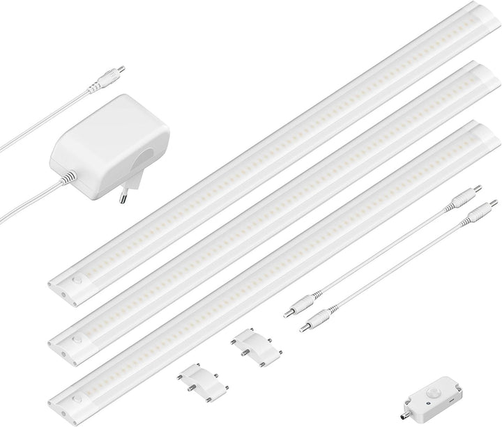 ledscom.de LED Unterbau-Leuchte SIRIS weiss matt mit Bewegungsmelder, flach, je 50cm, je 655lm, weis