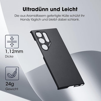 pitaka Hülle für Samsung Galaxy S24 Ultra Magnetische Handyhülle aus Aramidfaser Ultradünne und Krat