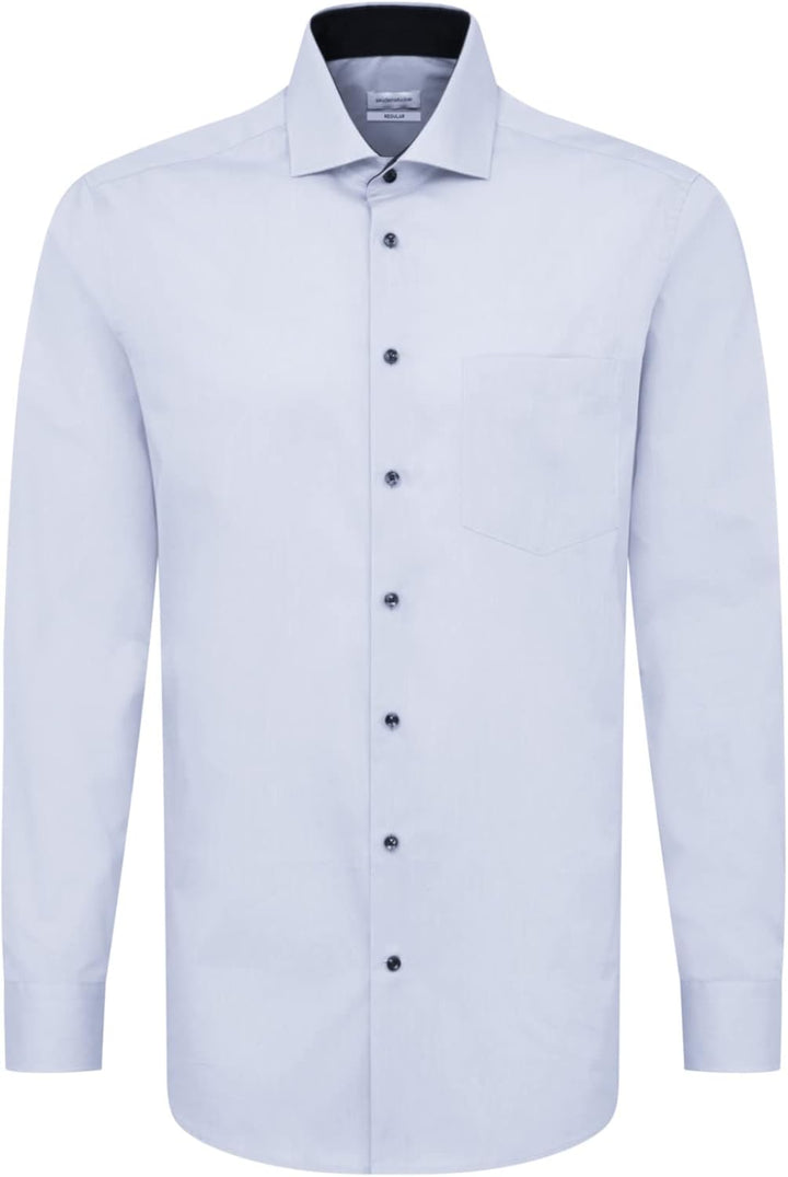 Seidensticker Herren Regular Fit Langarm Popeline Hemd, 40 Hellblau