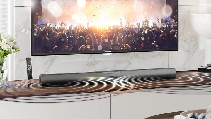 SHARP HTSB100 2.0 Soundbar 75W (USB, Bluetooth, HDMI, Optisch, AUX-In (3,5mm), Breite: 80cm), schwar