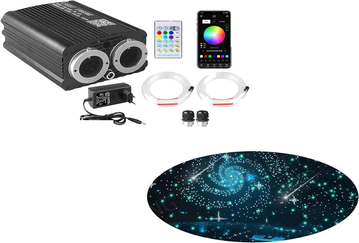 VASTFIRE 32W Sternenhimmel Auto Fiber Licht für Auto/Decke, Twinkle Meteor 2-in-1 Dual Port Motor 12