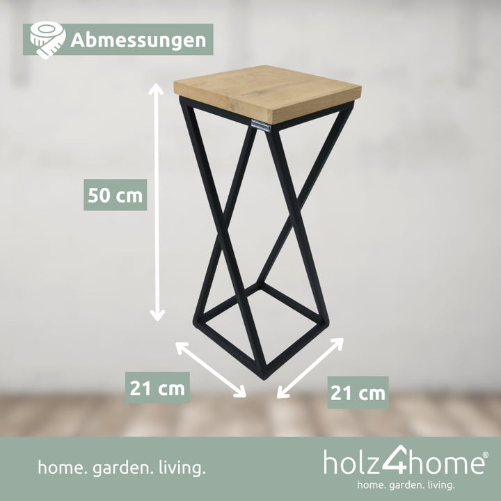 holz4home® Dekoständer 50 cm Gedrehte Streben I Eichenholz Natur Geölt I Blumenständer I Höhe: 50 cm
