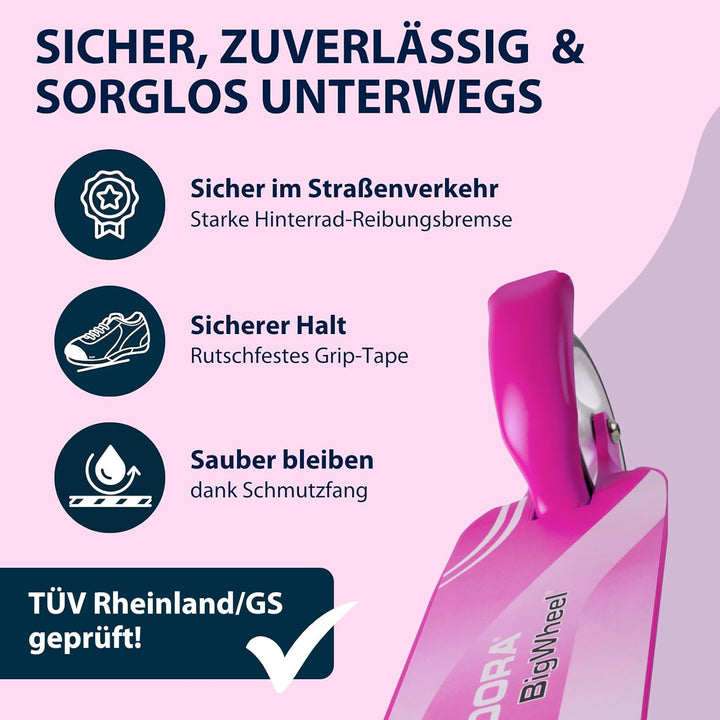 HUDORA Little BigWheel Scooter - Sicherer Aluminium-Roller für Kinder ab 3 Jahren - Höhenverstellbar