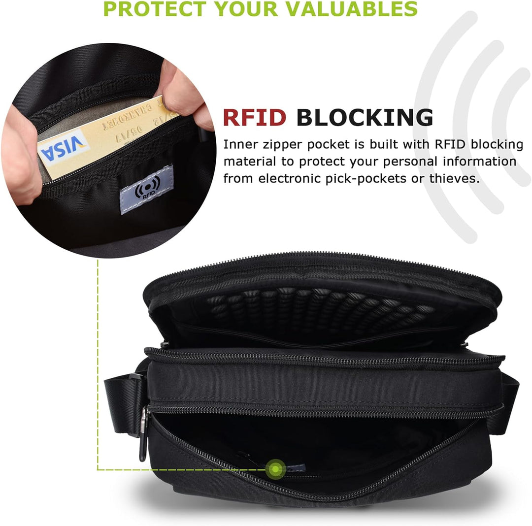 UBAYEE Umhängetasche Herren mit Tabletfach (Passend für 11 Zoll iPad, Tablet), RFID Blocker Fach, Wa