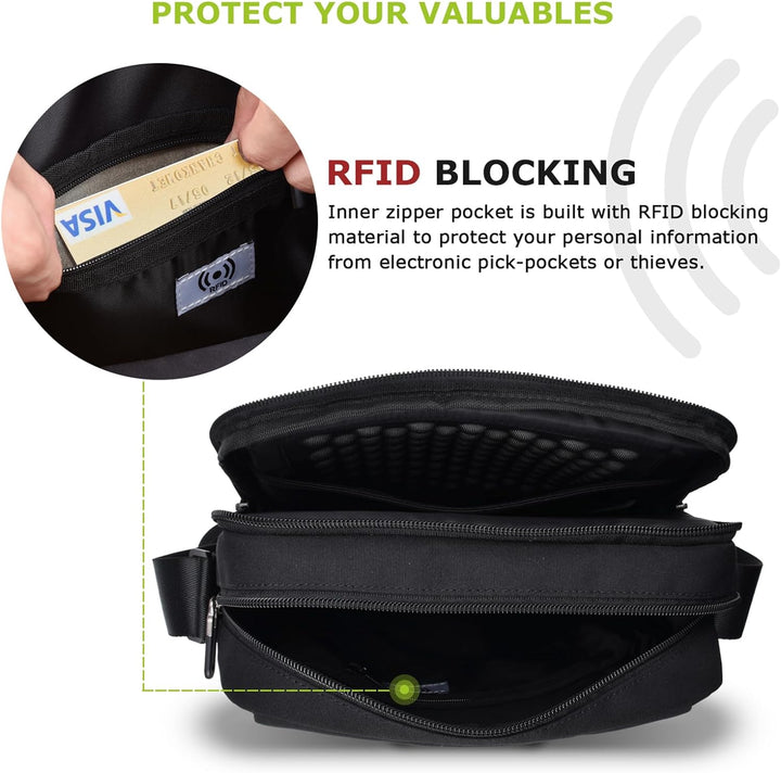 UBAYEE Umhängetasche Herren mit Tabletfach (Passend für 11 Zoll iPad, Tablet), RFID Blocker Fach, Wa