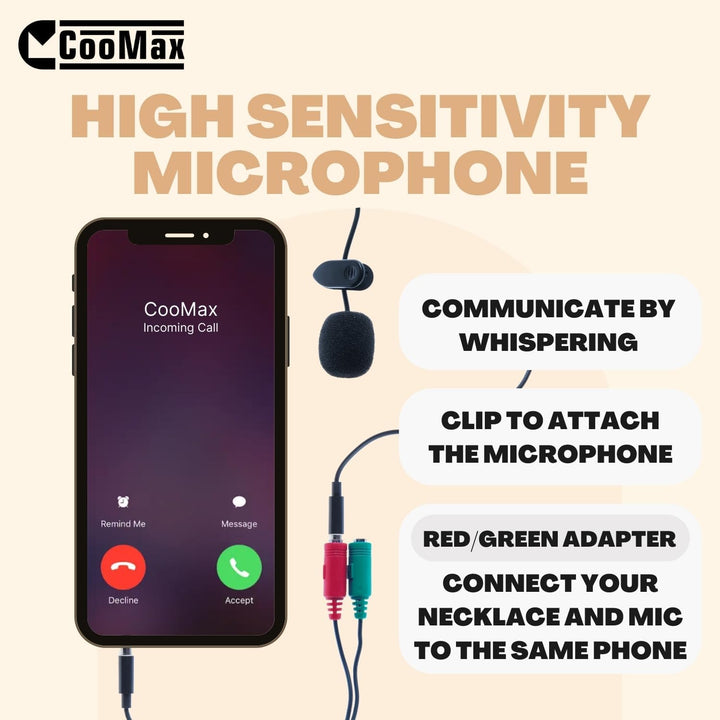 CooMax Spion Kopfhörer Kabellos VIP Pro Unsichtbare Kopfhörer mit Mikrofon Handy für Prüfung - Mini