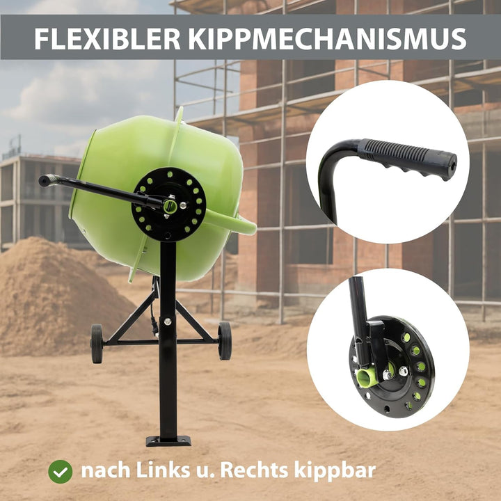 TrutzHolm® Betonmischer mit 70l Trommel leistungsstarker Elektromotor mit 275 Watt stabile Stahlkons