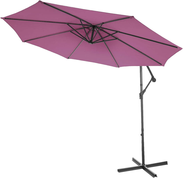 Mendler Ampelschirm Acerra, Sonnenschirm Sonnenschutz, Ø 3m neigbar, Polyester/Stahl 11kg mit Stände