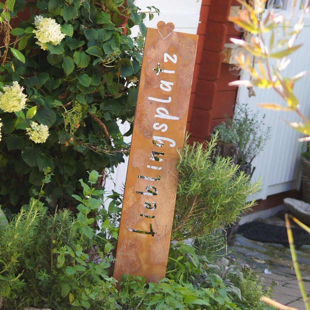 UNUS Gartenstecker "Lieblingsplatz", Gartenstecker Rost, 115x19,5 cm, Deko outdoor, Gartendeko für d