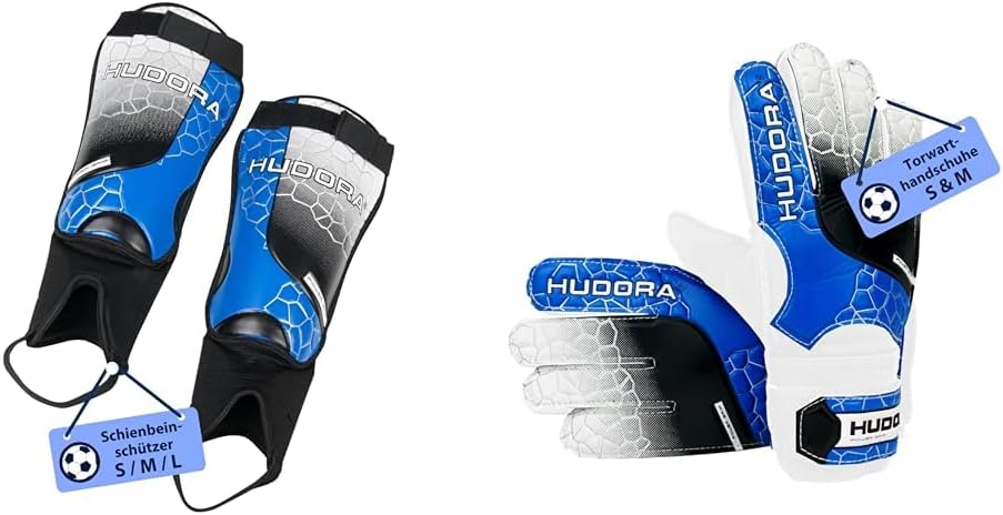 HUDORA Schienbeinschützer mit Knöchelschutz - Bequeme Schienbeinschoner mit Schaumstoff - Fussball S