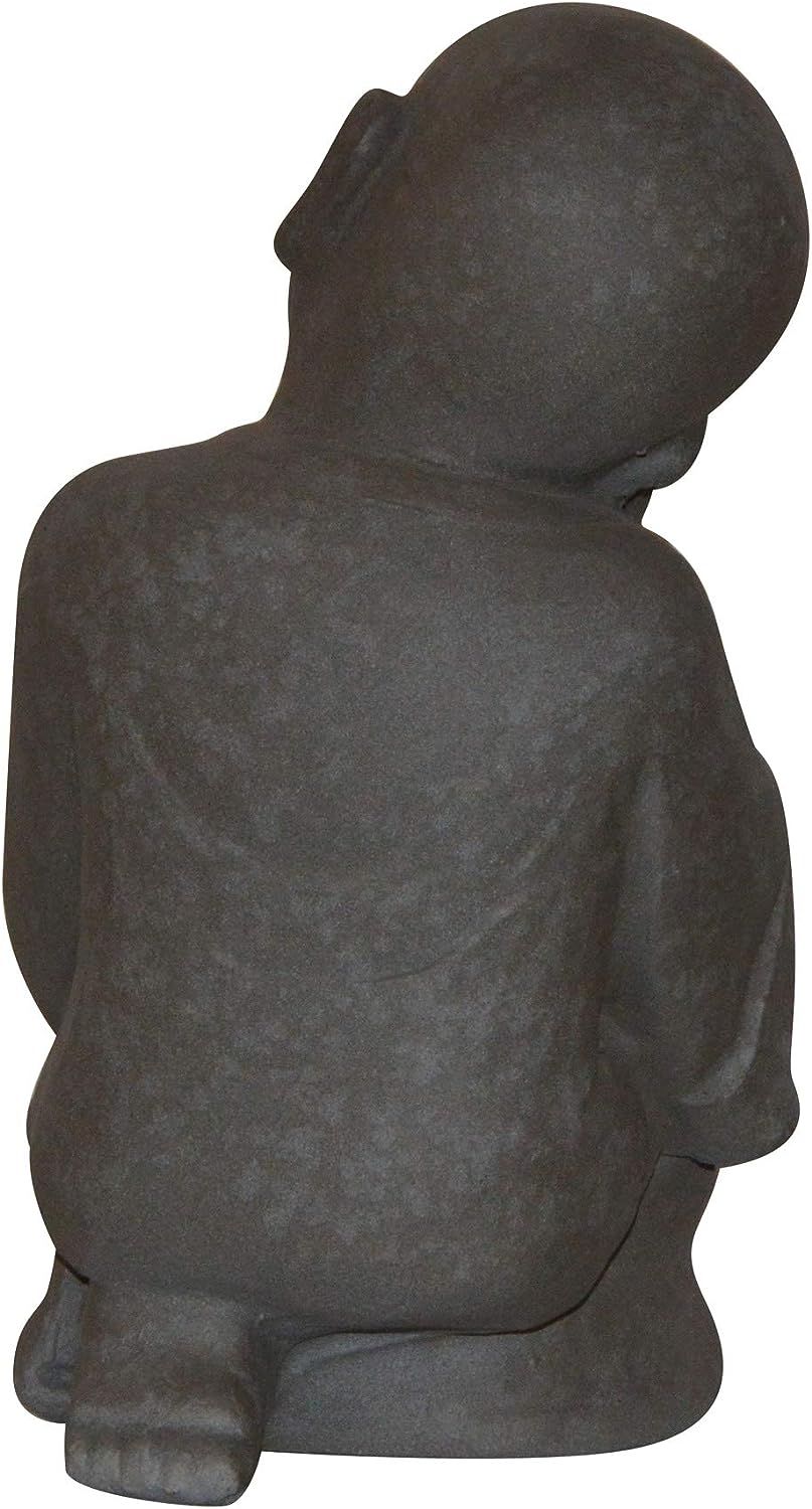 Figur Shaolin Mönch denkend - für Haus und Garten - Höhe 42 cm - grau