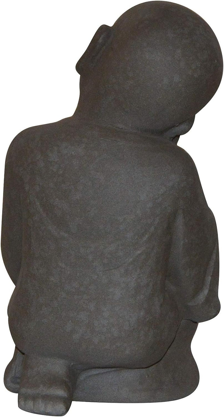 Figur Shaolin Mönch denkend - für Haus und Garten - Höhe 42 cm - grau