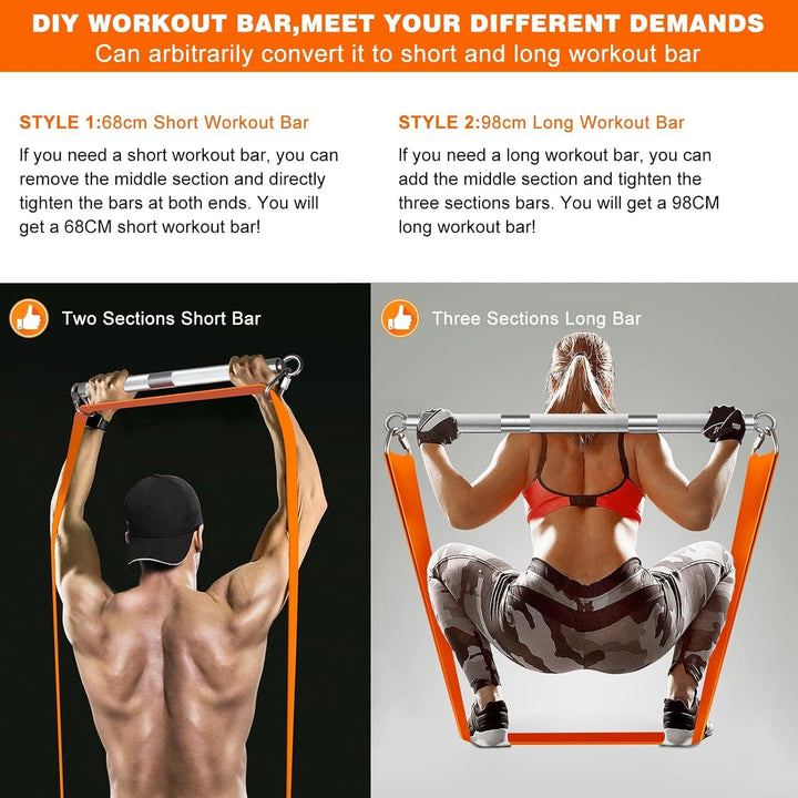 DASKING Fitnessbänder Widerstandsbänder Stange, Fitnessgeräte für Zuhause, 75cm/90cm/98cm Abnehmbare