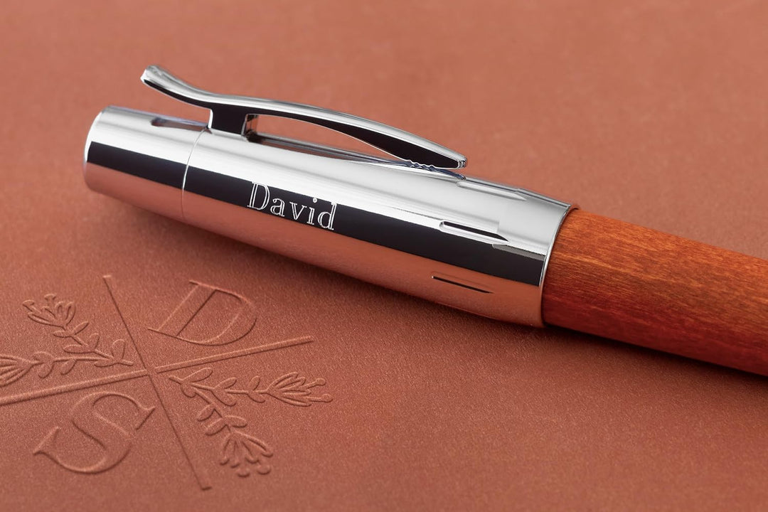 Faber-Castell 148200 - Füller e-motion Holz, braun, Federbreite M, inkl. Geschenkverpackung und Konv