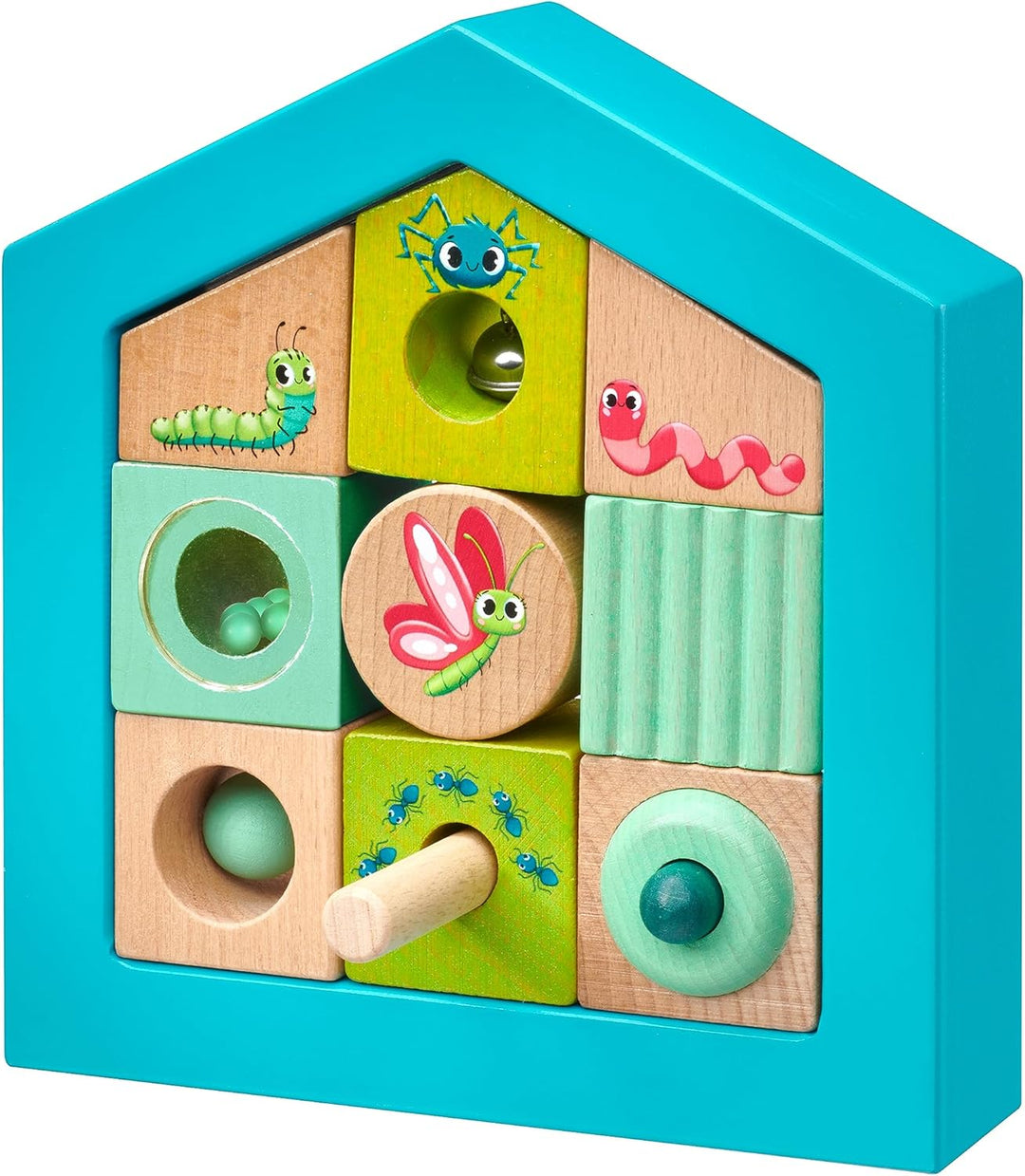 Selecta 62087 Tulips Garden, Entdeckersteine Insektenhotel, 11 Teile aus Holz, bunt