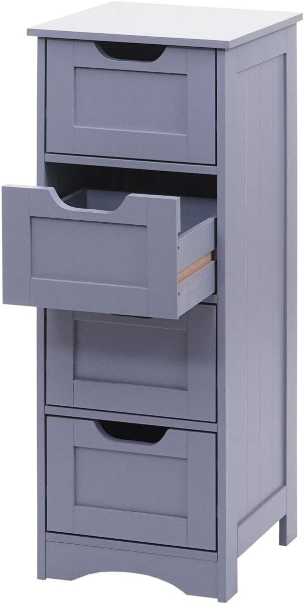 Mendler Kommode HWC-B65, Schubladenschrank Schrank, 4 Schubladen 80x30x30cm - grau, Grau