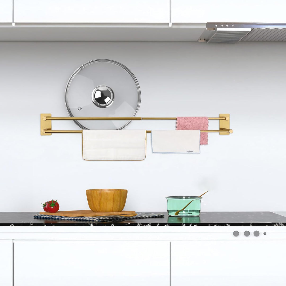 Handtuchhalter Ohne Bohren, SUS304 Edelstahl Handtuchhalter, Ausziehbar Doppel 40-75cm Bad Handtuchs