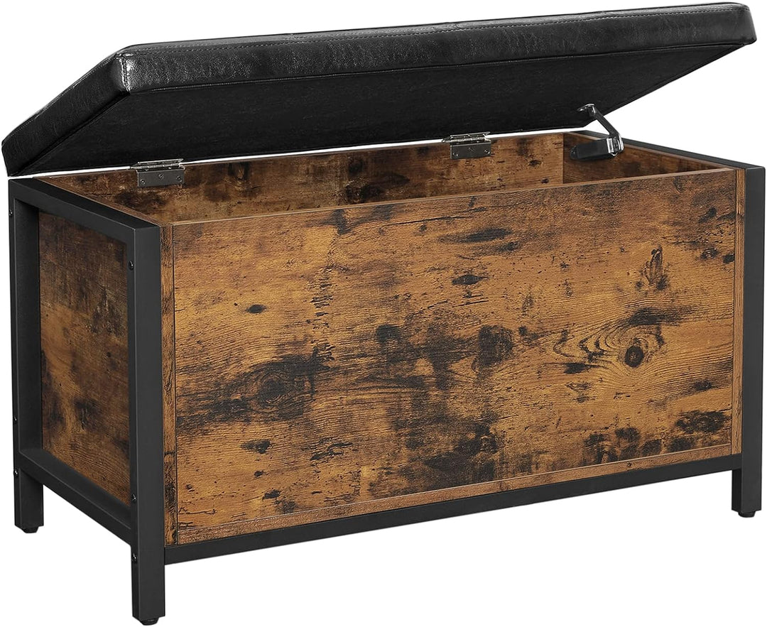 VASAGLE Sitzbank mit Stauraum, gepolsterte Truhe, 80 x 40 x 50 cm, Betttruhe, Flur, Schlafzimmer, Wo