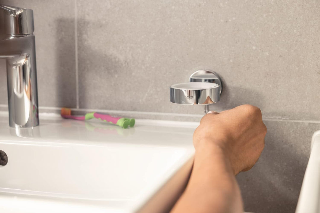 GROHE Start - Glas mit Halter (Material: Glas/ Metall, verdeckte Befestigung, langlebig), chrom, 411