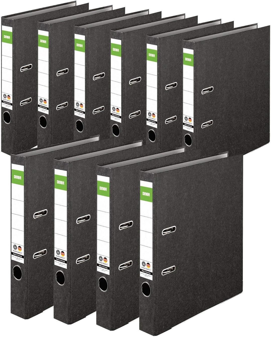 Original DINOR Ordner-Wolkenmarmor-Recycling - Made in Germany. 10er Pack 5 cm breit DIN A4 schwarz