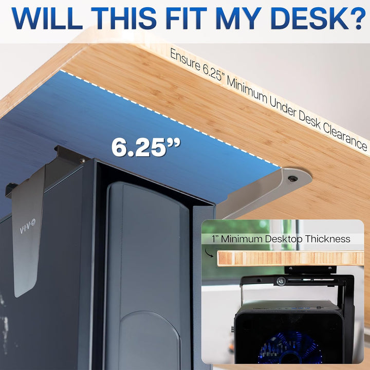 VIVO MOUNT-PC01 Verstellbare PC-Halterung für Schreibtisch und Wand, Computergehäuse-Halterung mit D