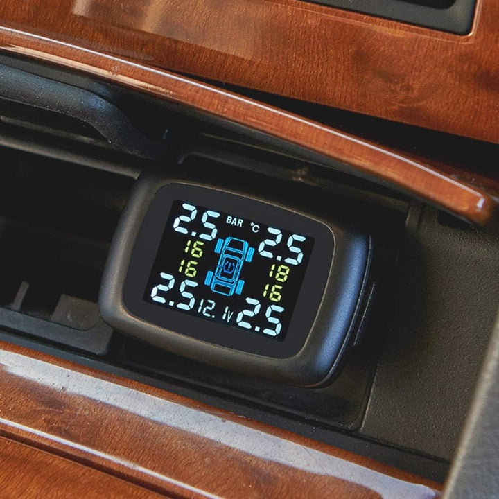 Terisass TPMS DC 12V Auto 433,92 MHz Reifendruckkontrollsystem Zigarettenanzünder-Display mit 4-TLG.