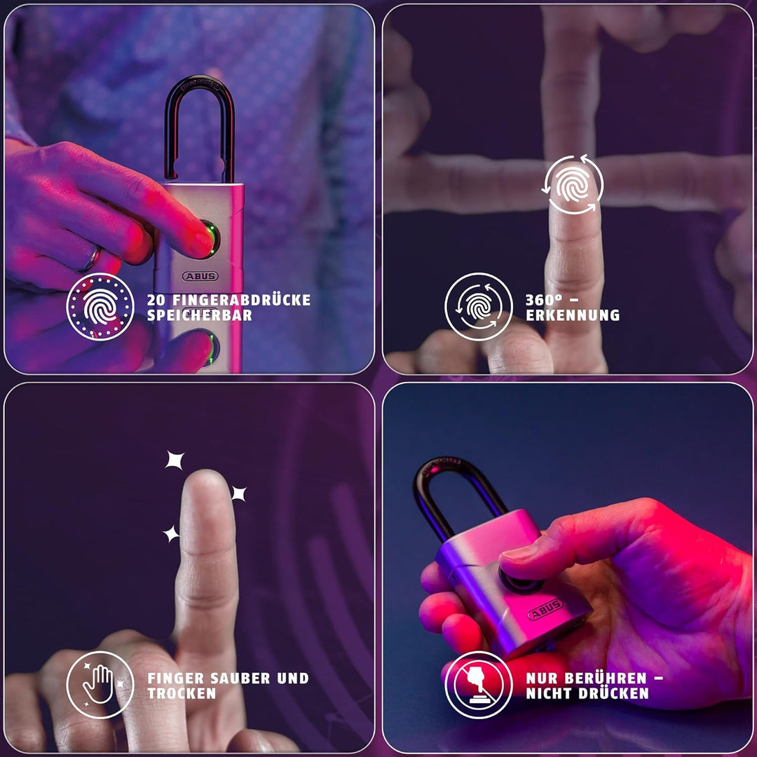 ABUS Touch 57/45 Fingerabdruck-Schloss - schlüsselloses, wetterfestes Vorhängeschloss - IP66 & IP68
