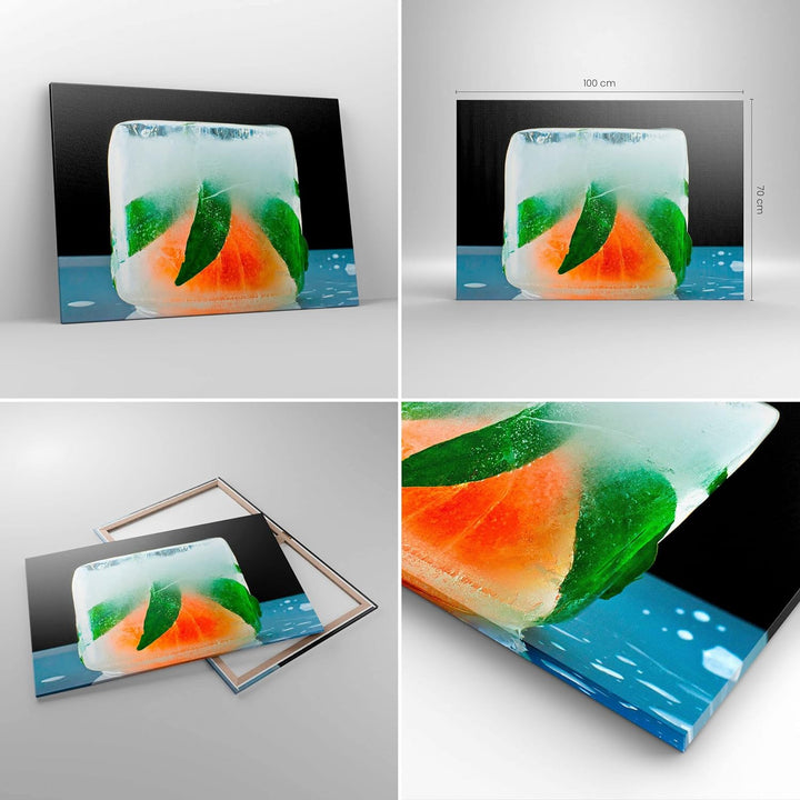 Bilder auf Leinwand 100x70cm Leinwandbild Gefroren frucht dessert bio Gross Wanddeko Bild Schlafzimm