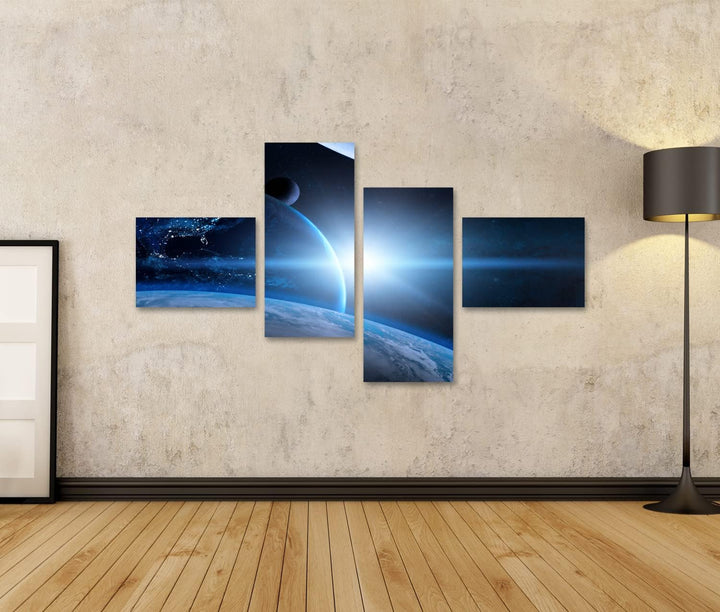 islandburner Bild auf Leinwand Erde Weltraum Schöner Planet Blauer Sonnenaufgang Bilder Wandbilder P