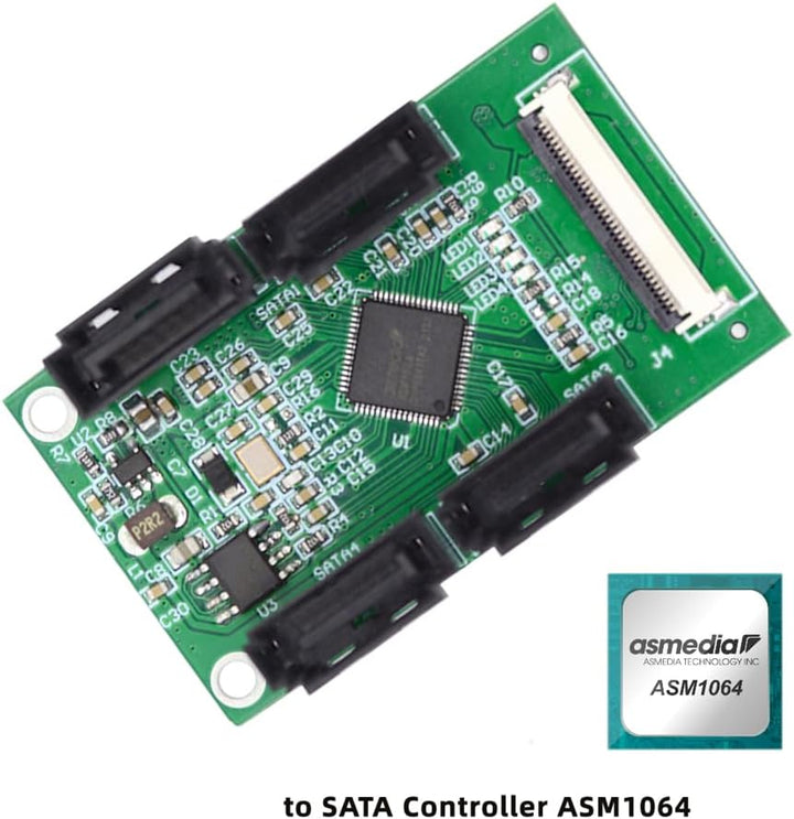 cablecc Mini PCI-E&A+E-Key auf Vier SATA3.0 6 Gbit/s Festplattenverlängerungskartenkabel 10 cm für S