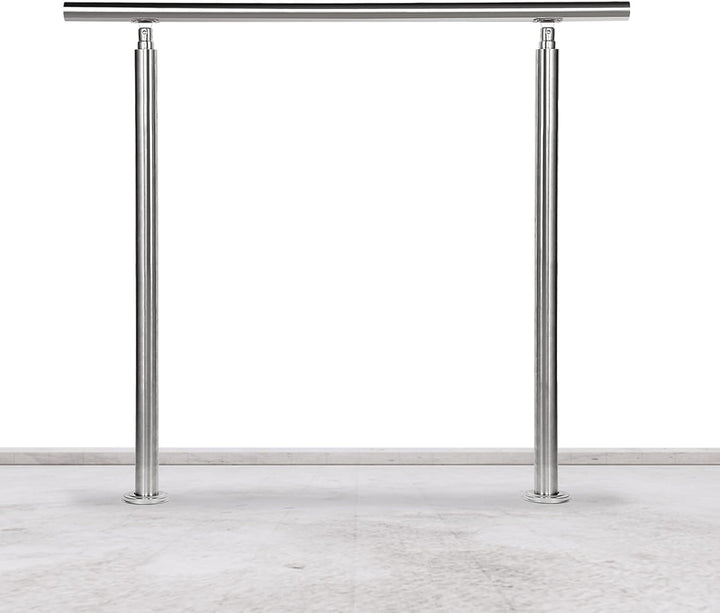 Lospitch Edelstahl-Handlauf Geländer für Balkon Brüstung Treppen mit/ohne Querstreben (150cm, 0 Quer