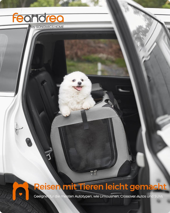 Feandrea Hundebox faltbar, Transportbox Hund, M, Hundetasche, Oxford-Gewebe, Netzstoff, atmungsaktiv