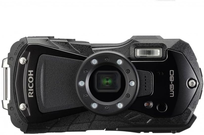 Ricoh WG-80 Schwarz Wasserdichte Digitalkamera - stosssicher frostsicher drucksicher 03122, Schwarz