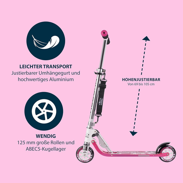 HUDORA BigWheel 125 Scooter - Sicherer & hochwertiger Aluminium-Roller für Kinder - Höhenverstellbar