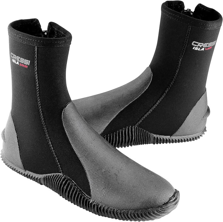Cressi Isla Boots - Unisex Tauchschuhe aus Neopren Shwarz mit Gummisohle 3mm Large, 3mm Large
