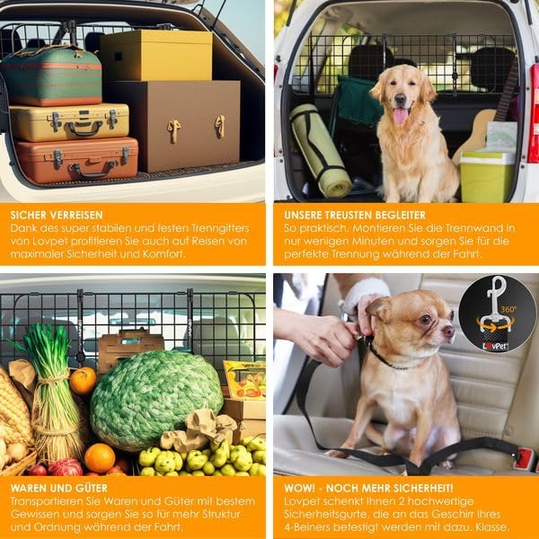 Lovpet® Hundegitter Auto, Autoschutzgitter Trenngitter Universal, verstellbare Breite, Kopfstütze Ko