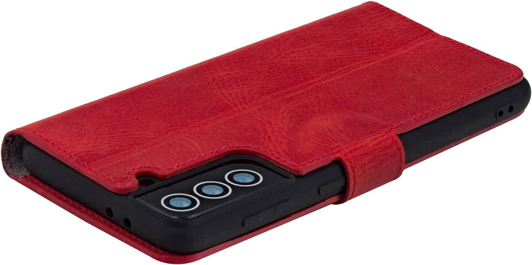 Suncase Book-Style Hülle kompatibel mit Samsung Galaxy S22 Plus 5G Leder Tasche (Slim-Fit) Lederhüll