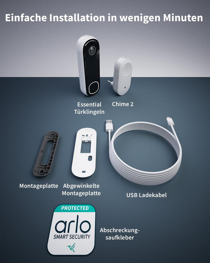 Arlo HD Video Türklingel Mit Kamera Kabellos, WLAN Doorbell, Bewegungsmelder, 2-Wege-Audio, Ring Sir